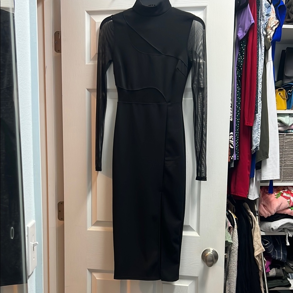 Fashion Nova Elegant Black Long Sleeve Dress